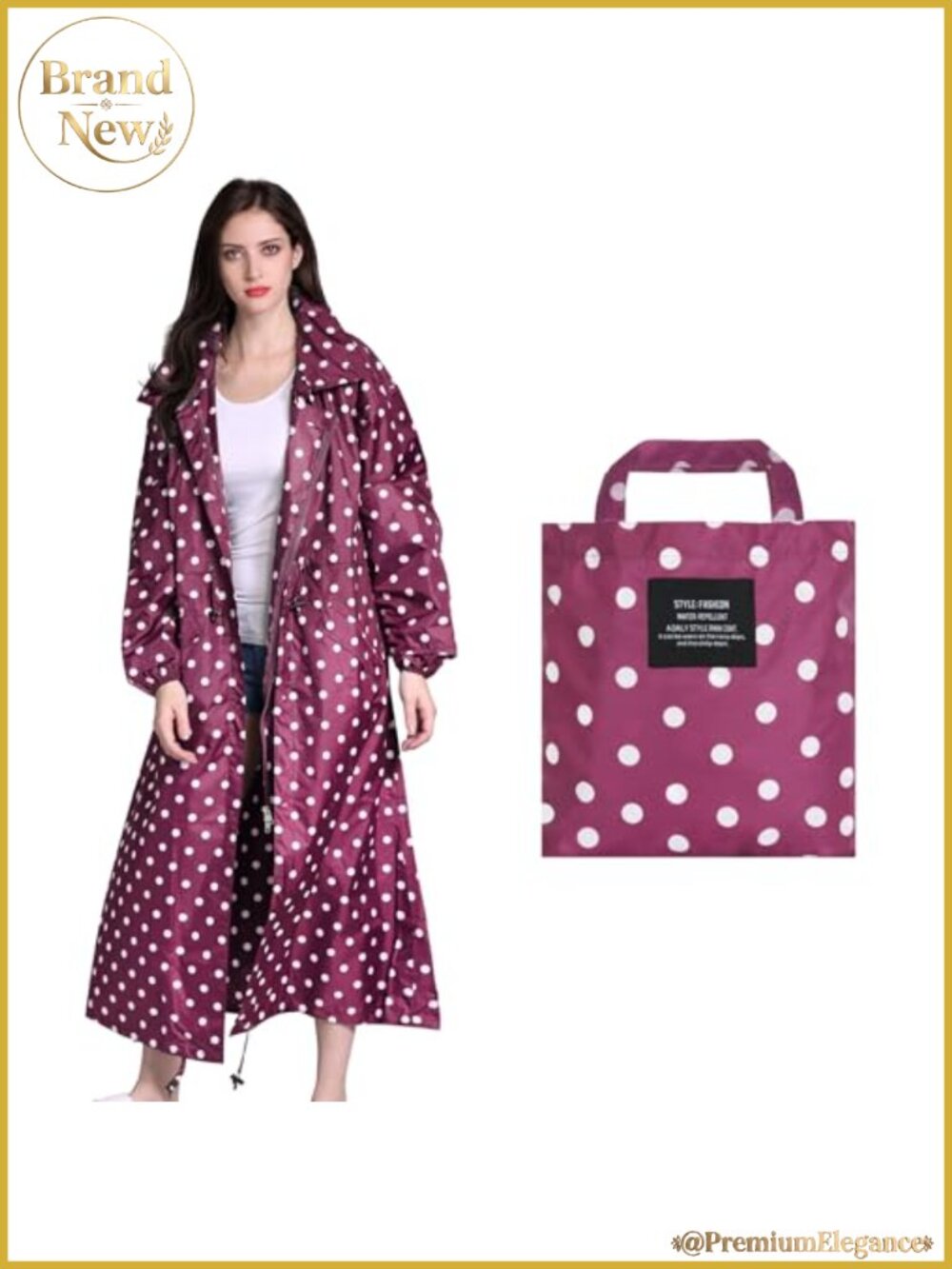 Womens Long Waterproof Raincoat Lightweight Breathable Hooded Windbreaker